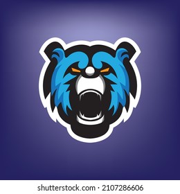 bear head mascot logo colorful illustration vector design background
