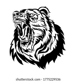 Bear Head mascot logo design Template.