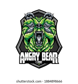 vector de diseño de logotipo de mascota de la cabeza de oso con un concepto de color moderno y estilo emblema de placa para el equipo deportivo. Impresión de camisetas con ilustración de oso enojado.