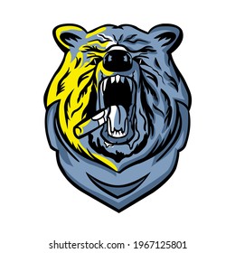 Bear head mascot. Bear logo design. Bear sport logo. Vector old school style badge logo template 
