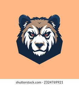 Bear head mascot logo design vector template, creative illustration concept