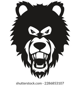 Bear head mascot logo for esport and sport team, black and white template badges
