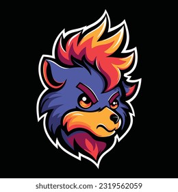 Bear Head Mascot Logo for Esport. Bear T-shirt Design. Isolated on Black Background