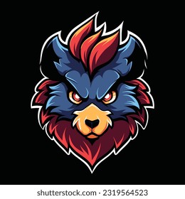 Bear Head Mascot Logo for Esport. Bear T-shirt Design. Isolated on Black Background