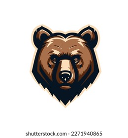 Bear head mascot logo template vector illustration. Suitable for team logo, badge, patch, sticker, label, sign, web. esport logo design