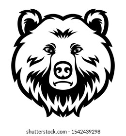 Bear head mascot logo vector black and white