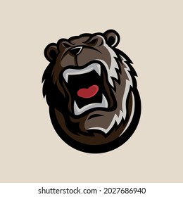 Mascota de la cabeza del oso, adecuada para el logotipo del equipo, el logotipo de la comunidad, el logotipo del deporte electrónico, el logotipo del juego.