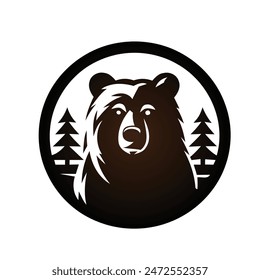 Vector de mascota cabeza de oso para el diseño de emblema. Silueta animal salvaje del oso de cabeza para el diseño del elemento. Ilustración de diseño de Vector de Plantilla de logotipo de oso