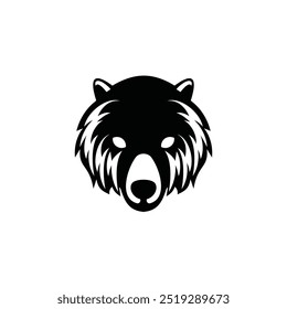 Vector de mascota de cabeza de oso para diseño de emblema con color negro