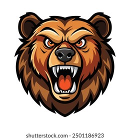 Bear Head Mascot Vector Illustration - Cartoon Clipart and Line Art Design