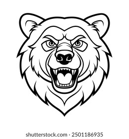 Bear Head Mascot Vector Illustration - Cartoon Clipart and Line Art Design