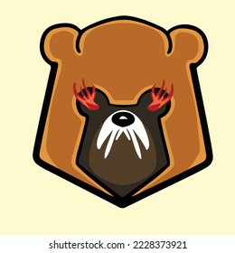 Bear head mascott logo using helmet 