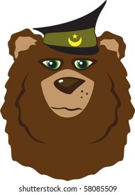 Bear head in military hat