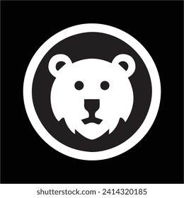 cabeza de oso , Diseño circular minimalista de cabeza de oso