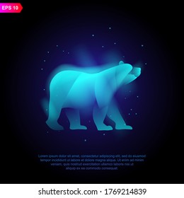 Bear head modern animal logo vector with neon vibrant colors, abstract.