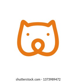 Bear head mono line vector icon
