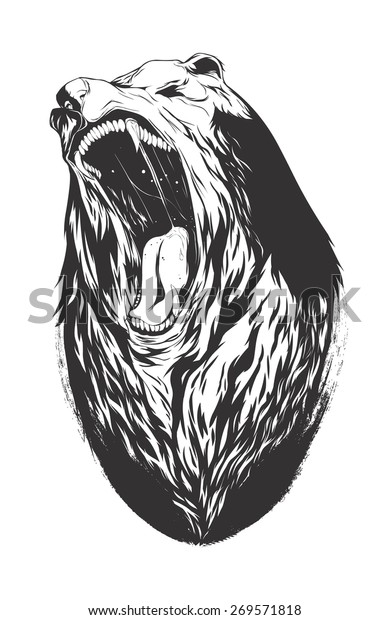 Bear Head Monochromatic Logo Your Tshirt Stock Vector (Royalty Free ...