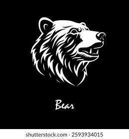 Bear head on black background. hand drawing. Not AI, Vector illustration.