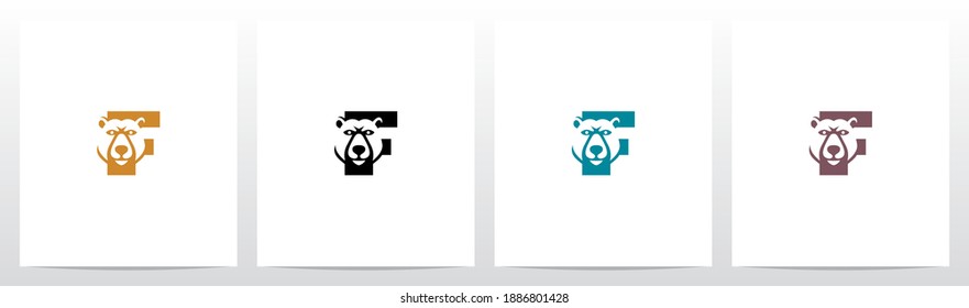 Bear Head On Letter Logo Design F