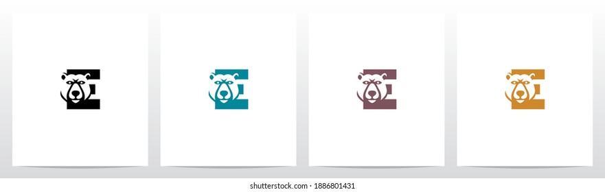 Bear Head On Letter Logo Design E