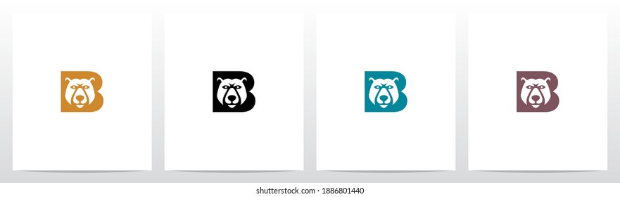 Bear Head On Letter Logo Design B
