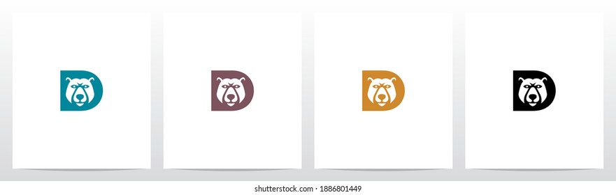 Bear Head On Letter Logo Design D