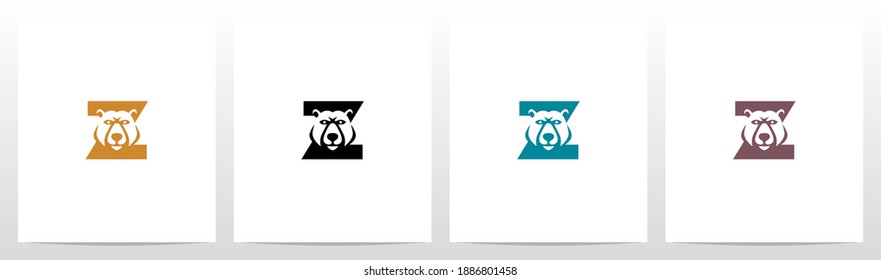 Bear Head On Letter Logo Design Z