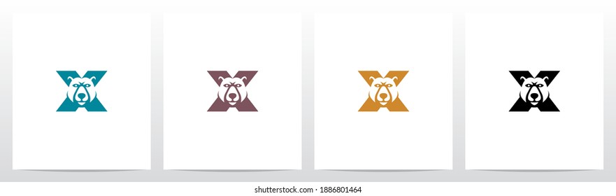 Bear Head On Letter Logo Design X