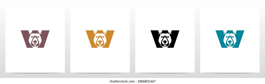 Bear Head On Letter Logo Design W