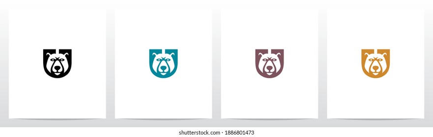 Bear Head On Letter Logo Design U