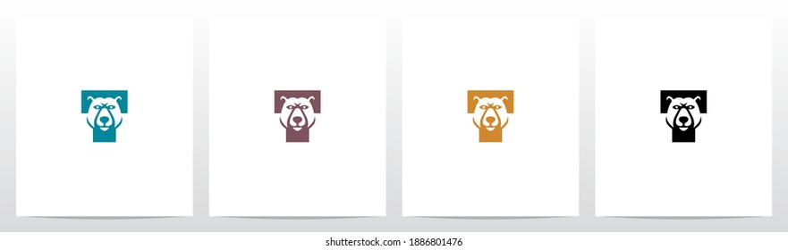 Bear Head On Letter Logo Design T