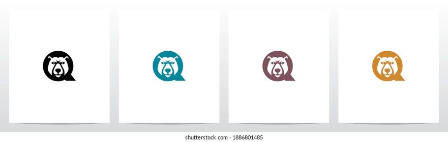 Bear Head On Letter Logo Design Q