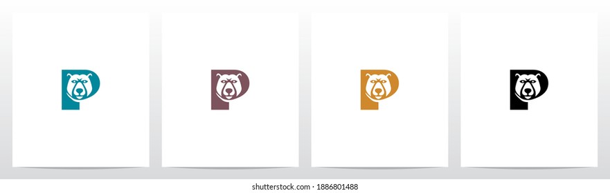 Bear Head On Letter Logo Design P