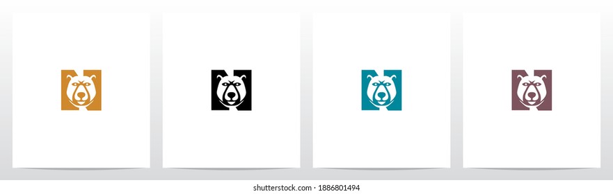 Bear Head On Letter Logo Design N