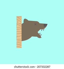 Bear head  wall  Trophy hunting  Flat design elements for poster  flyer  cover  brochure  Easy to edit  Vector illustration    EPS10 
