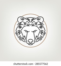 The Bear Head Outline Logo Icon Design.
The bear head logo icon design in mono line style on the light background.