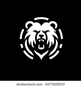 Bear Head Outline Silhouette Black and White