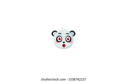 bear head, panda emoticon, emotion surprise