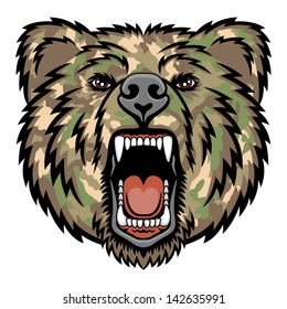 A Bear head.  Perfect for paintball mascot in a military style. This is vector illustration ideal for a mascot and tattoo or T-shirt graphic.