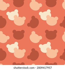 Bear head in pink shades. Seamless pattern for modern children's fabrics, textiles, decorative pillows, wrapping paper. Vector.