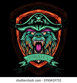 bear head pirates illustration for your merchandise or business