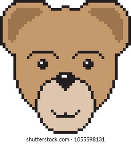 Bear head in pixel art style. Vector illustration for game or design.