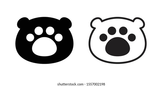 bear head polar bear paw vector footprint icon teddy cartoon character symbol illustration design