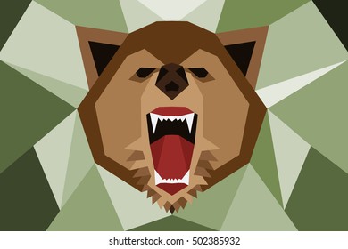 Bear head with poly diagonal design.