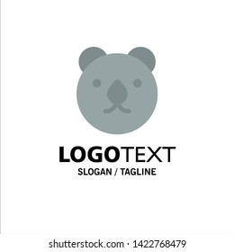 Bear, Head, Predator Business Logo Template. Flat Color