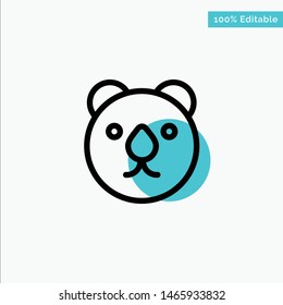 Bear, Head, Predator turquoise highlight circle point Vector icon. Vector Icon Template background