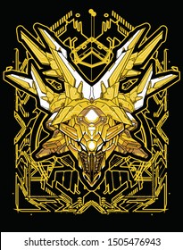 bear head robot warrior with floral and sacred geometry