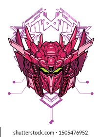 bear head robot warrior with floral and sacred geometry