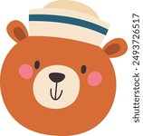 Bear Head With Sailor Hat Vector Illustration