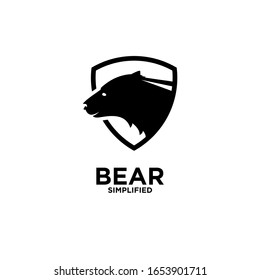 Bear head shield badge logo icon design vector illustration with isolated background
